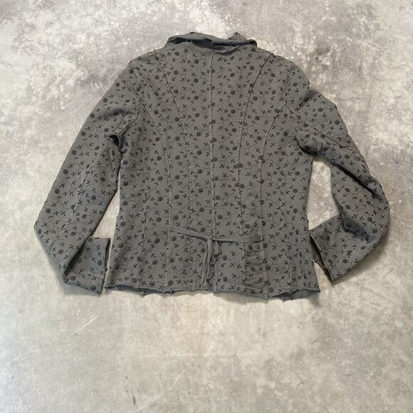 Oui Moments Jacket‎ Womens 8 Cotton Knit Blazer Olive Green Single Breasted - Picture 6 of 12